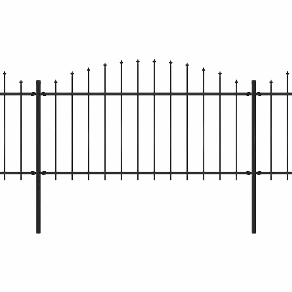 Vrtna ograda s vrhom koplja Čelik 714,5 x 150 cm Crna