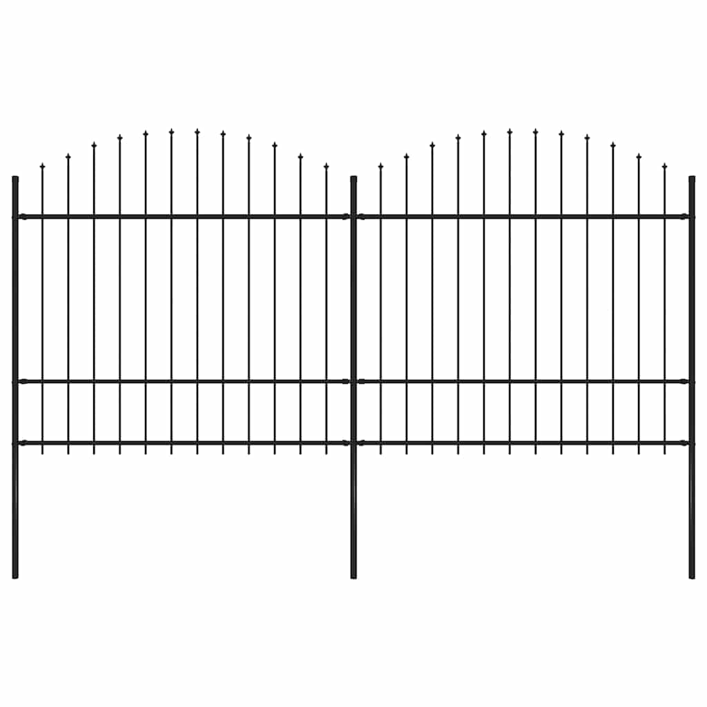 Vrtna ograda s vrhom koplja Čelik 359x175 cm Crna