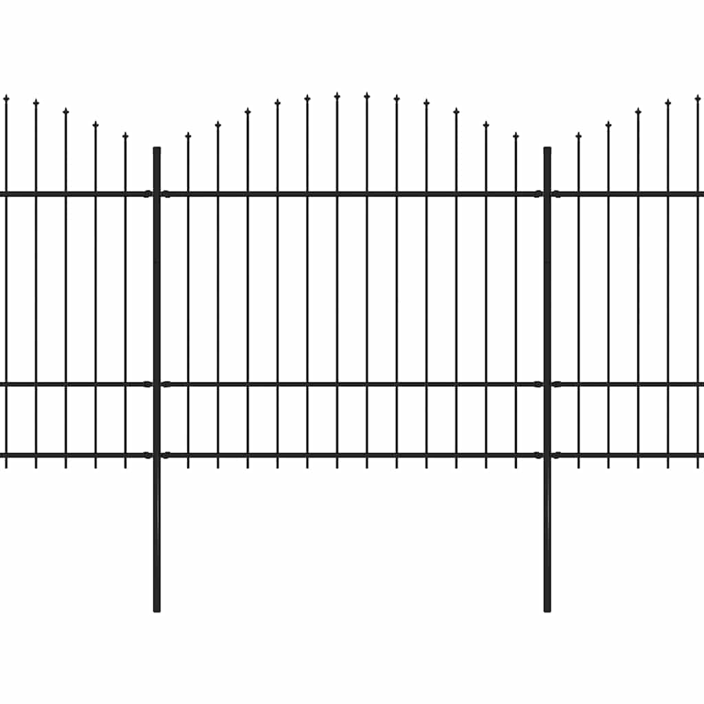Vrtna ograda s vrhom koplja Čelik 359x175 cm Crna