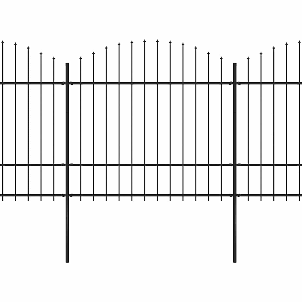 Vrtna ograda s vrhom koplja Čelik 1248 x 175 cm Crna