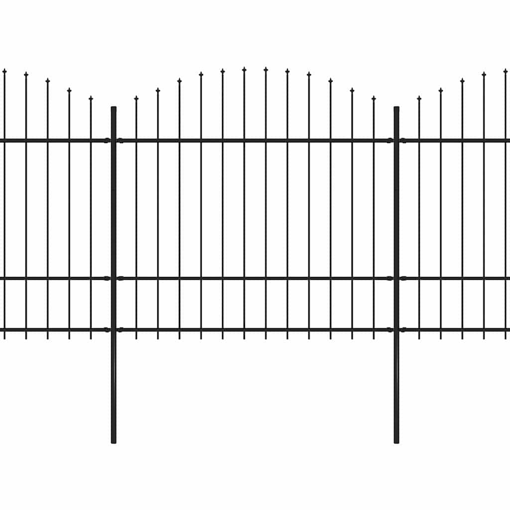 Vrtna ograda s vrhom koplja Čelik 1781,5 x 175 cm Crna