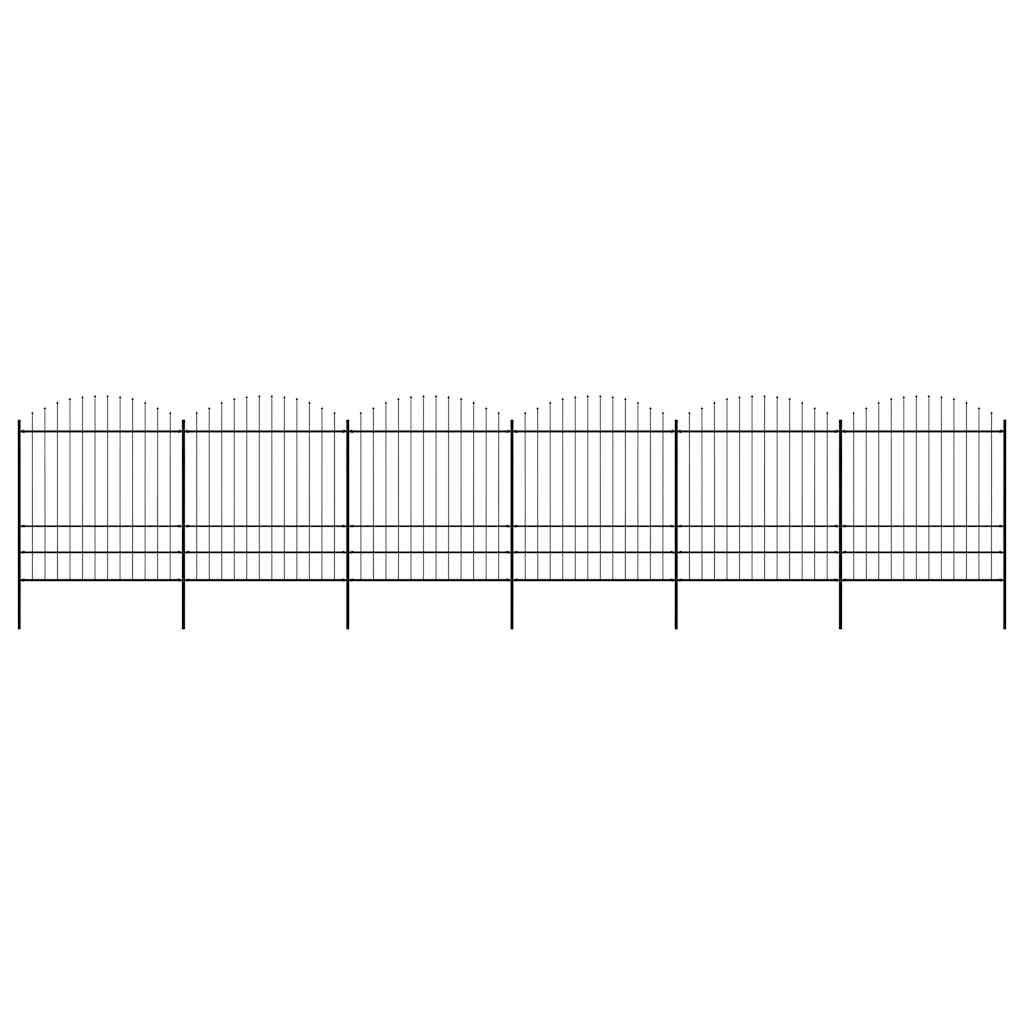Vrtna ograda s vrhom koplja Čelik 1070x200 cm Crna