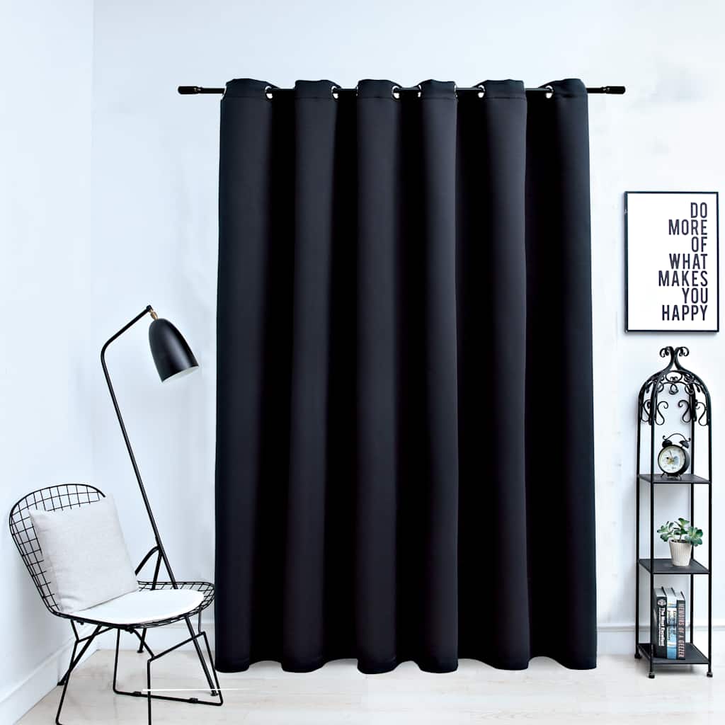 Zavjesa za zamračivanje s metalnim prstenima crna 290 x 245 cm