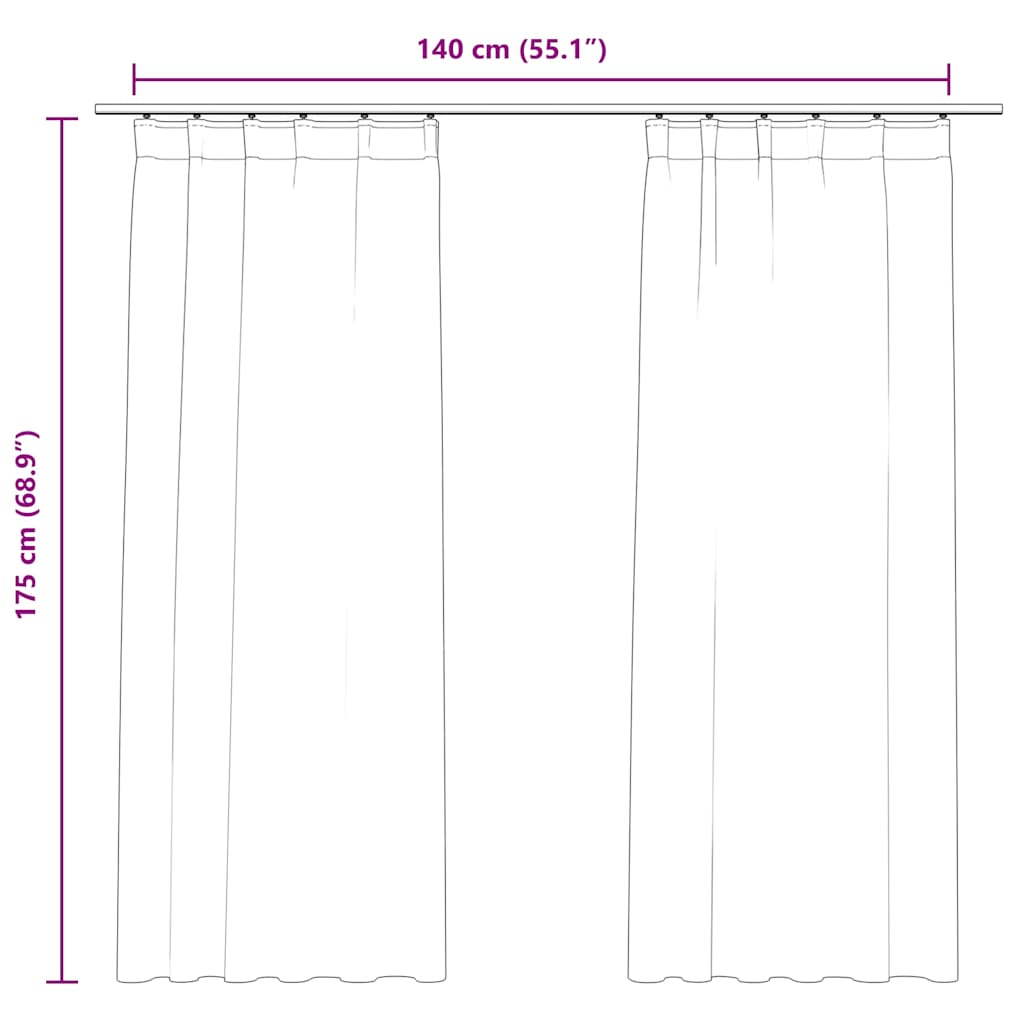 Zavjese za zamračivanje 2 kom baršunaste crne 140 x 175 cm