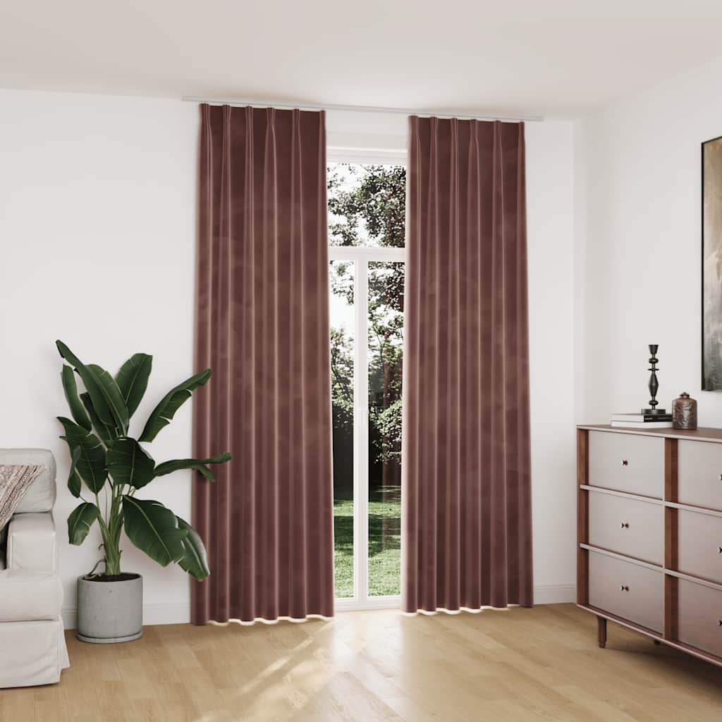 Zavjese za zamračivanje 2 kom baršunaste ružičaste 140 x 245 cm