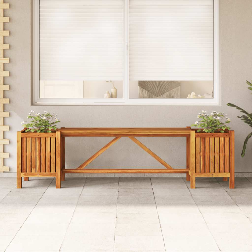 Vrtna klupa s 2 sadilice 150x30x40 cm masivno bagremovo drvo