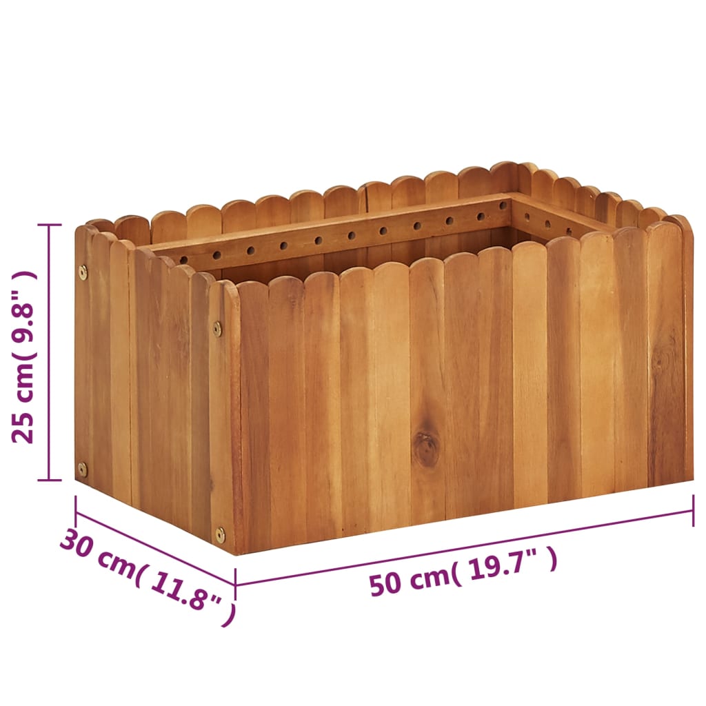 Vrtna posuda za sadnju od masivnog bagremovog drva 50x30x25 cm