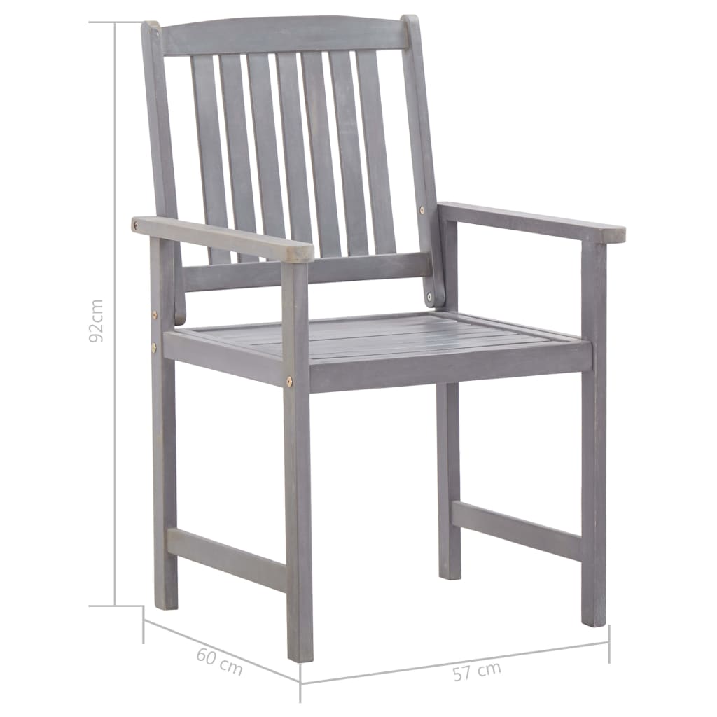 7-dijelni vrtni blagovaonski set od bagremovog drva sivi