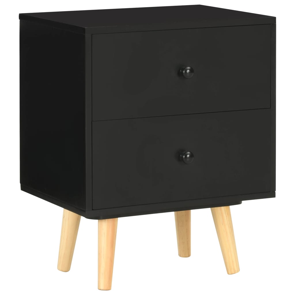Noćni ormarići 2 kom crni 40 x 30 x 50 cm od masivne borovine