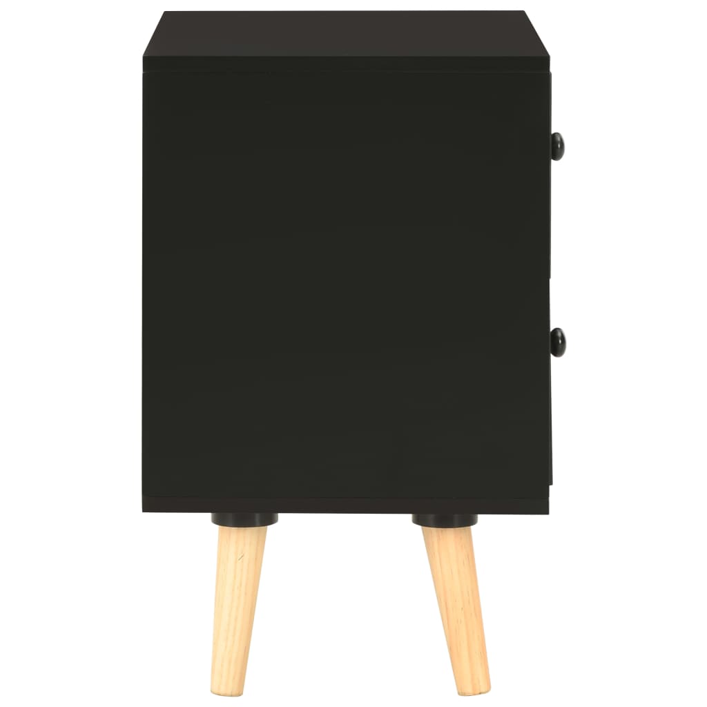 Noćni ormarići 2 kom crni 40 x 30 x 50 cm od masivne borovine