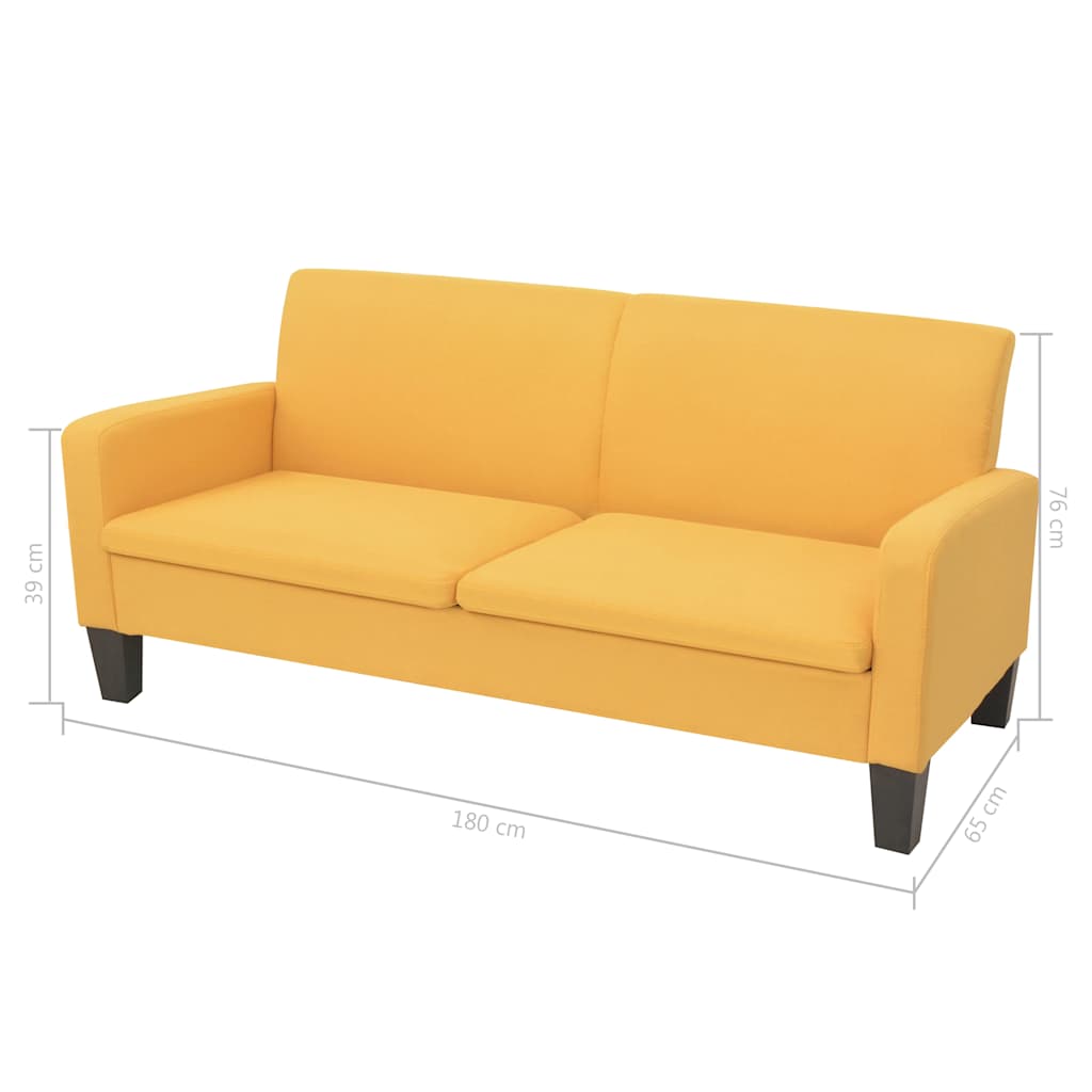 2-dijelni set sofa od tkanine žuti