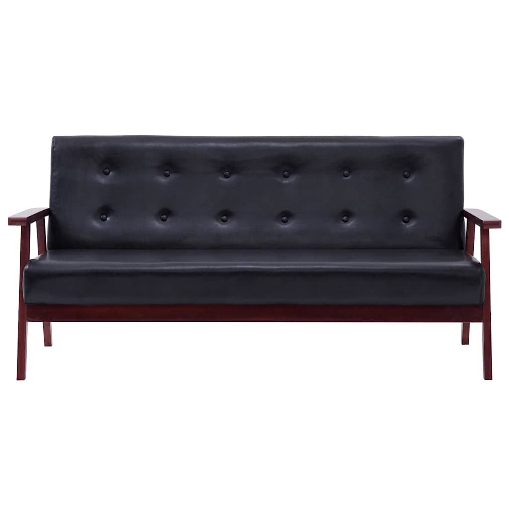 2-dijelni set sofa od umjetne kože crni