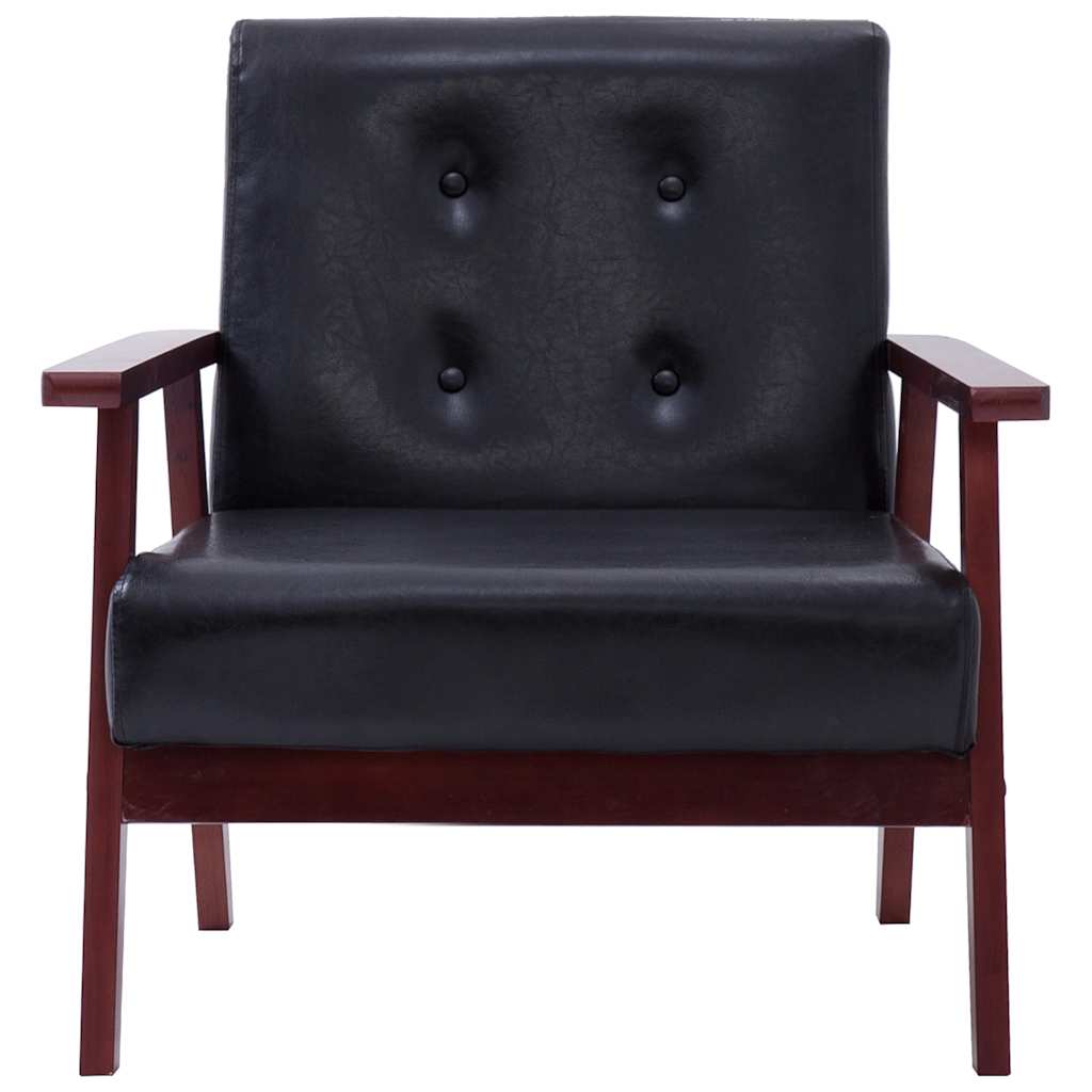 3-dijelni set sofa od umjetne kože crni