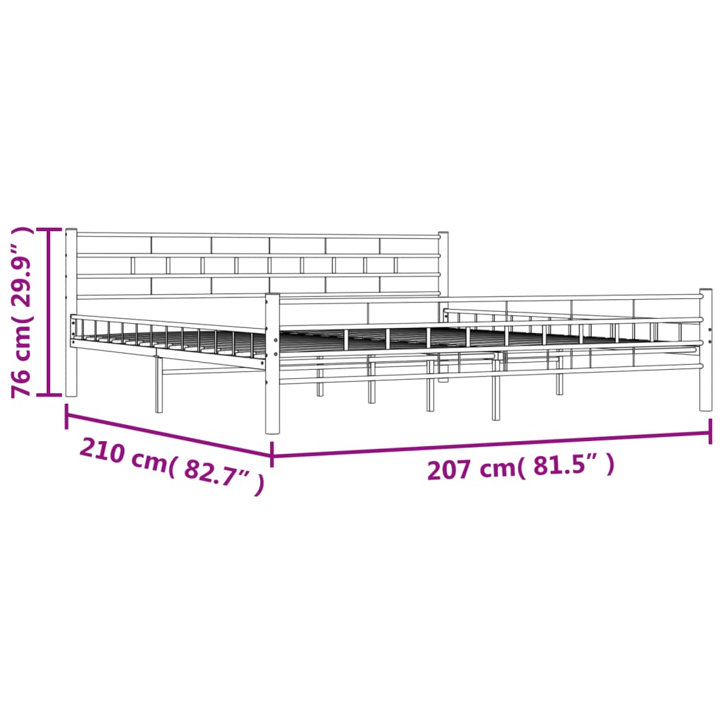 Okvir za krevet crni čelični 200 x 200 cm