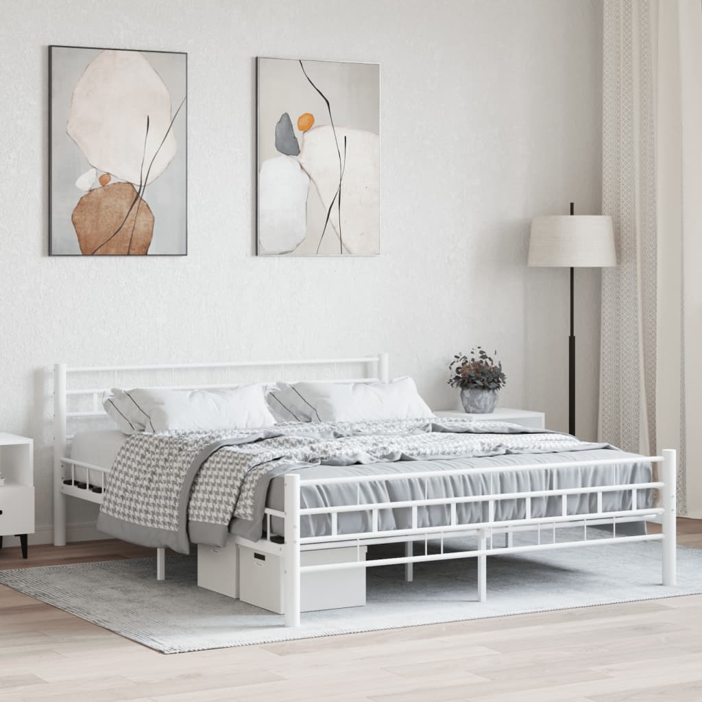 Okvir za krevet bijeli metalni 160 x 200 cm