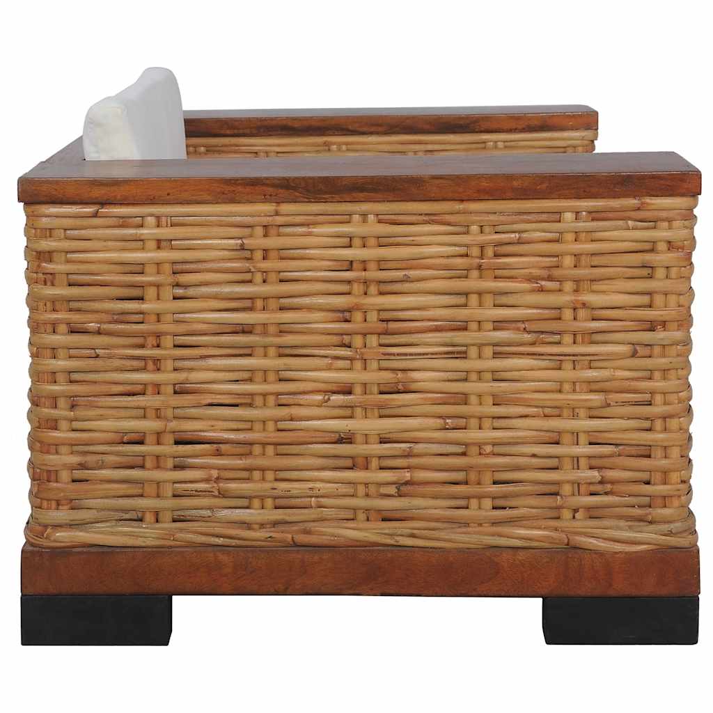 2-dijelni set sofa od prirodnog ratana s jastucima smeđi