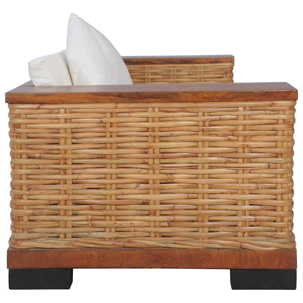 2-dijelni set sofa od prirodnog ratana s jastucima smeđi
