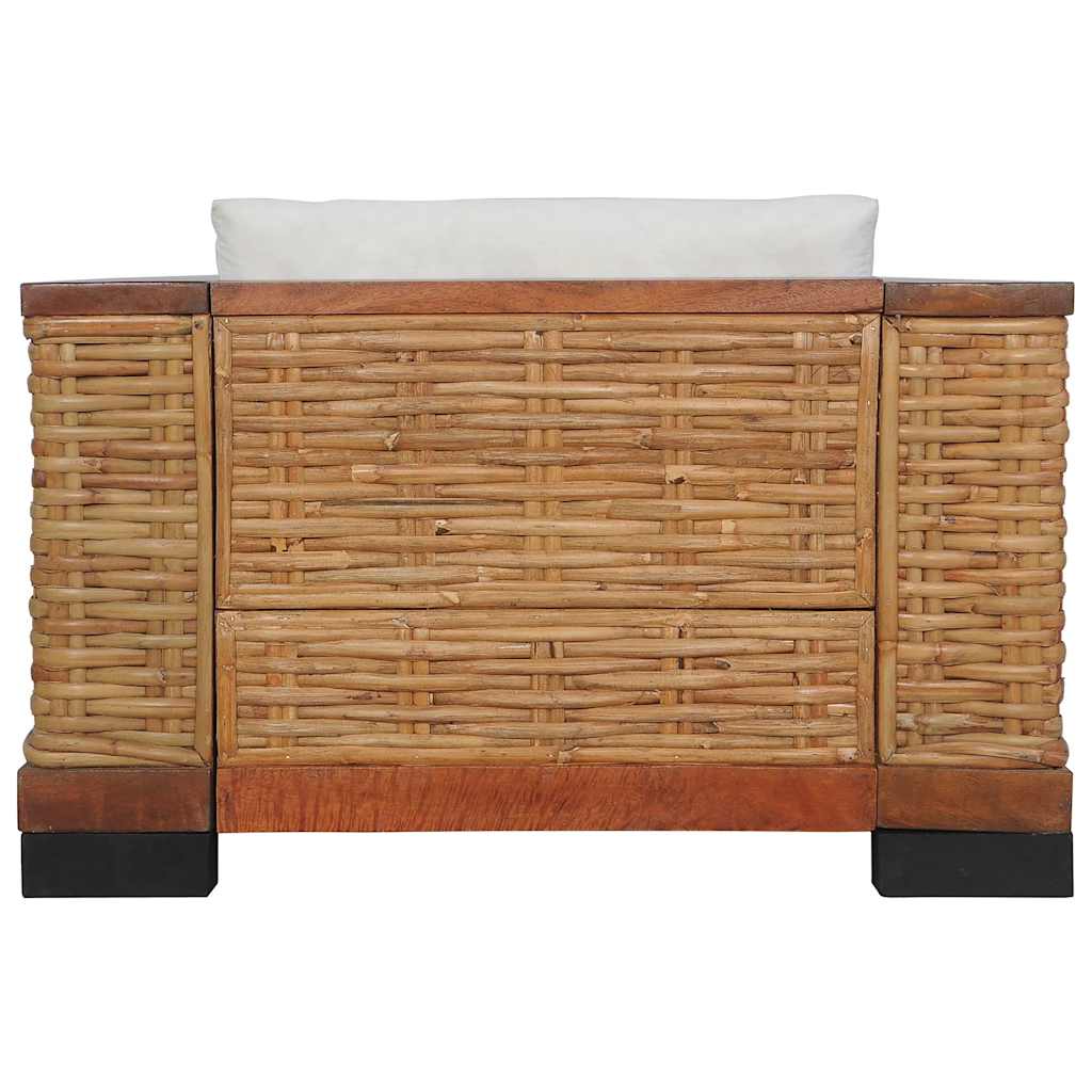 2-dijelni set sofa od prirodnog ratana s jastucima smeđi