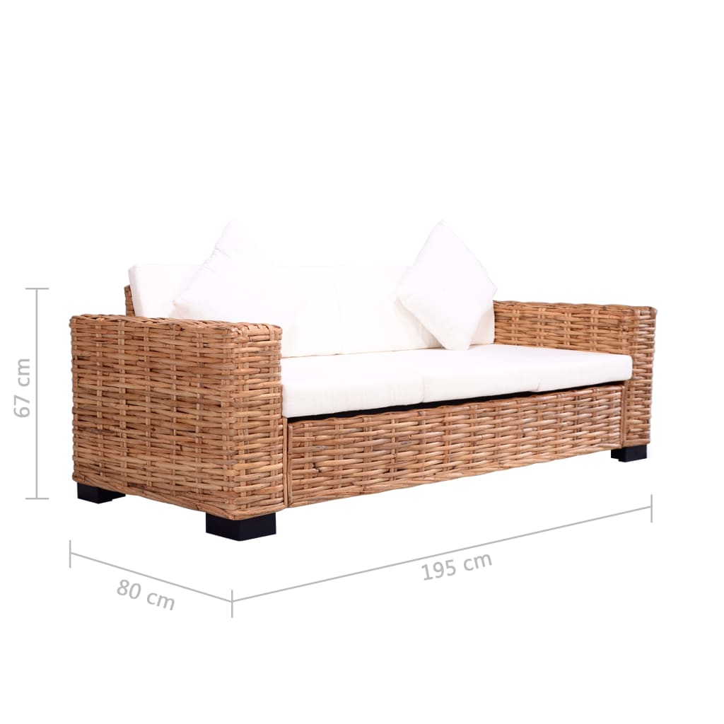 2-dijelni set sofa od prirodnog ratana s jastucima