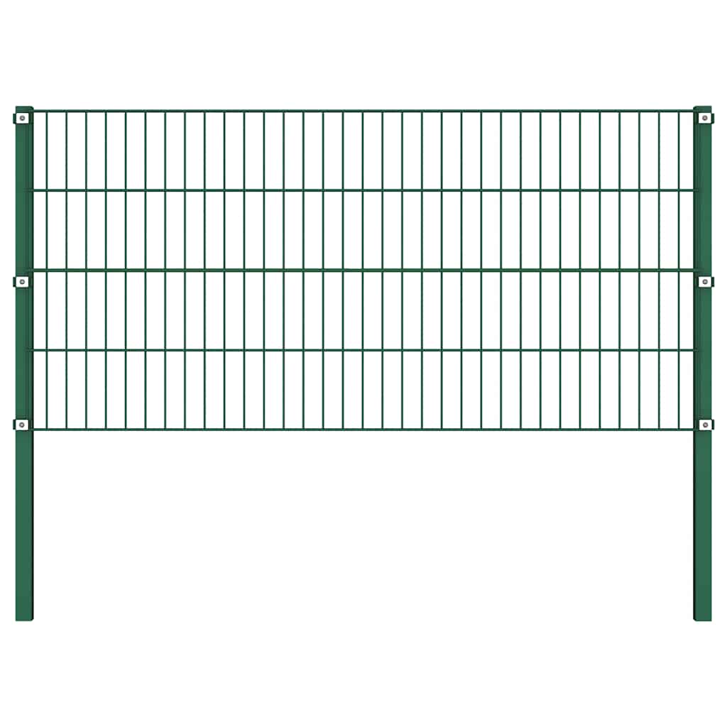 Ogradni panel sa stupovima od željeza 522 x 80 cm zelene boje