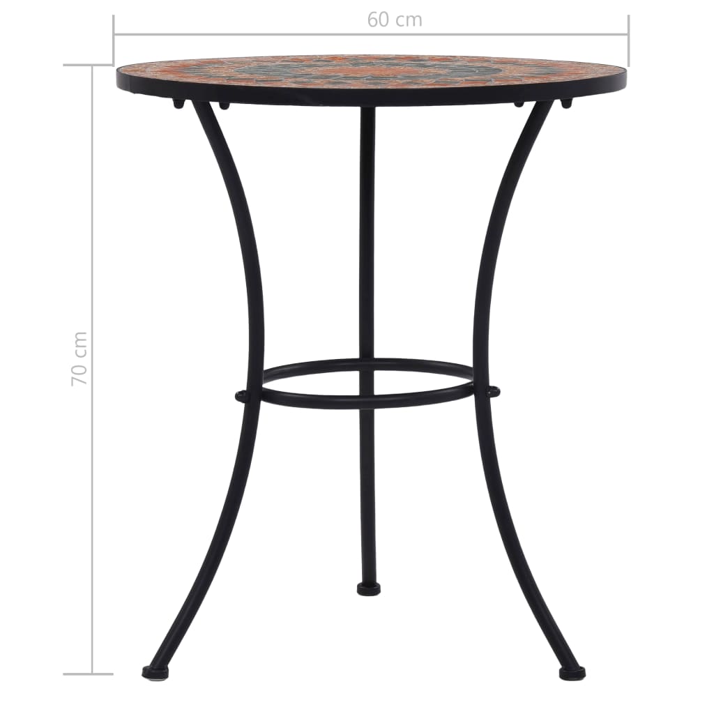 Bistro stolić s mozaikom narančasto-sivi 60 cm keramički