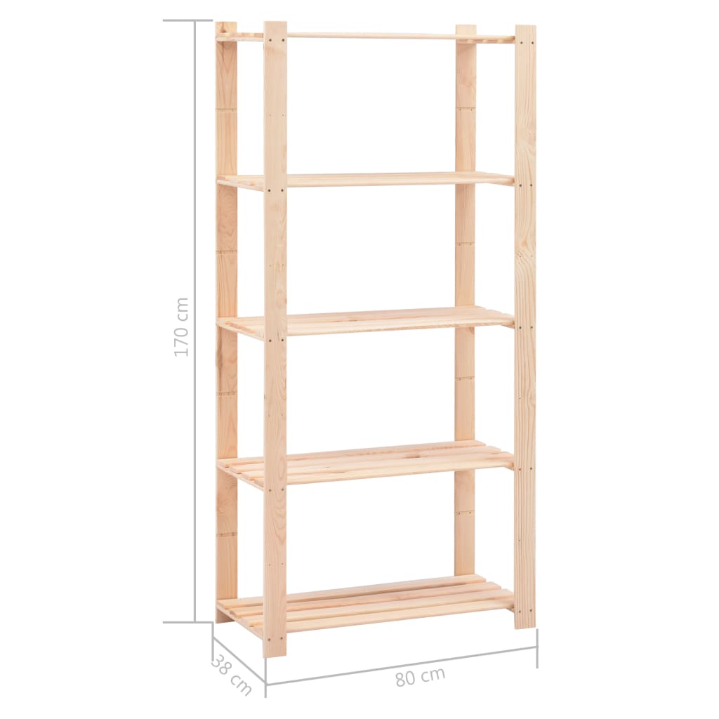 Stalak za pohranu s 5 razina 80x38x170 cm od borovine 250 kg