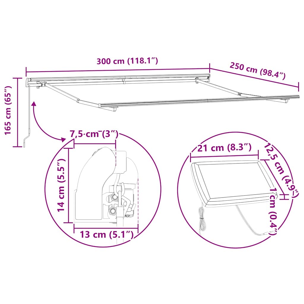 Okvir tende Antracit 3 x 2,5 m Aluminij