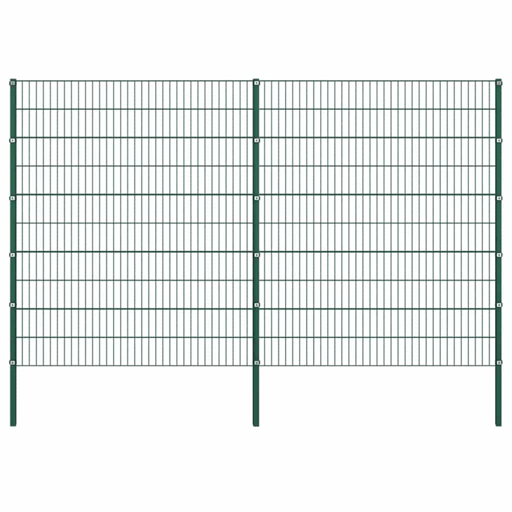 Ogradni panel sa stupovima od željeza 349x200 cm zelene boje