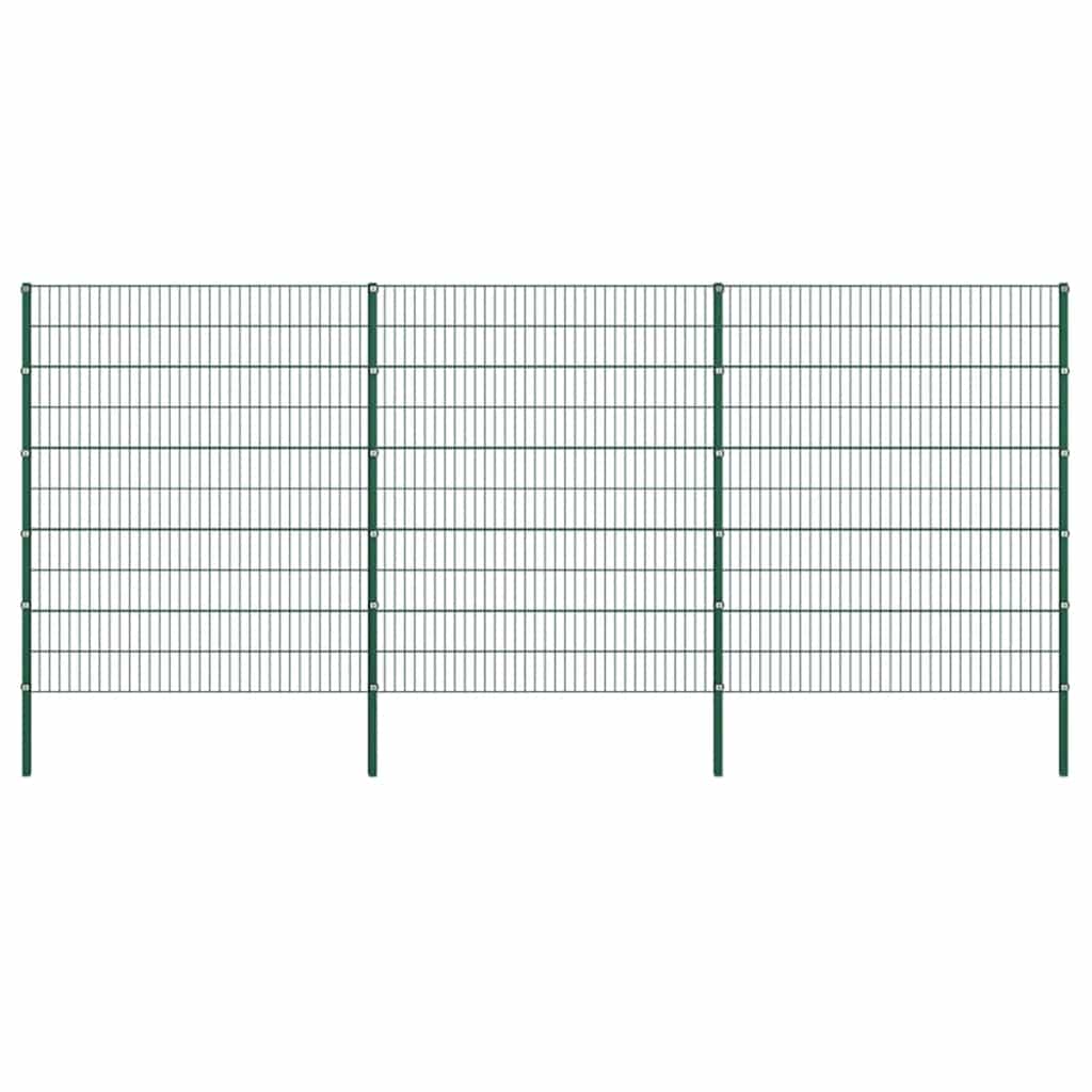 Ogradni panel sa stupovima od željeza 522x200 cm zeleni