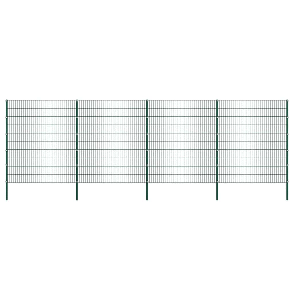 Ogradni panel sa stupovima od željeza 867x200 cm zeleni