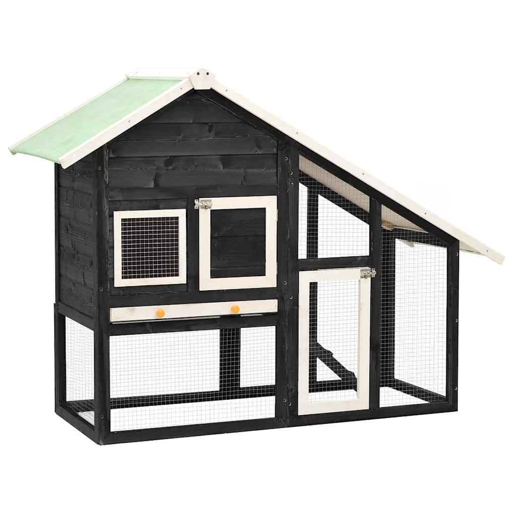 Kavez za zečeve sivo-bijeli 140 x 63 x 120 cm masivna jelovina