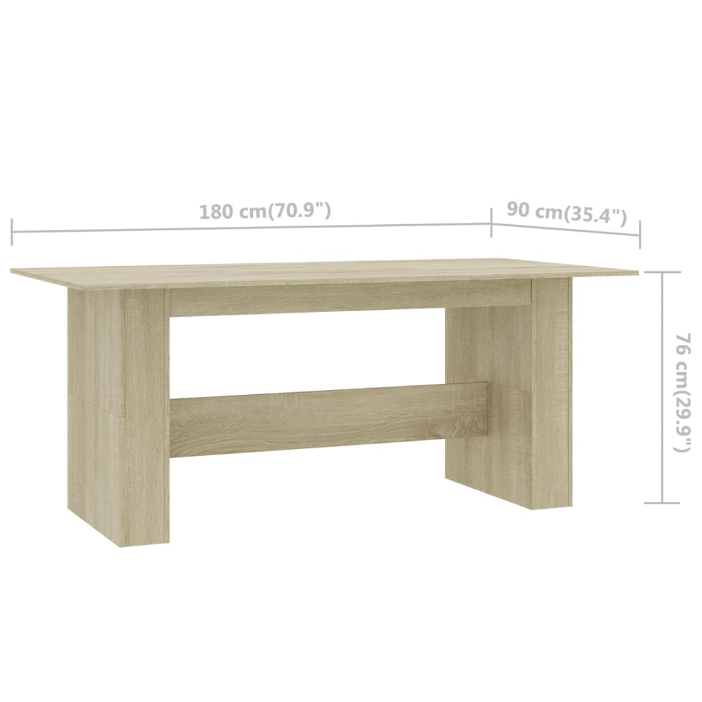 Blagovaonski stol boja hrasta 180x90x76 cm konstruirano drvo