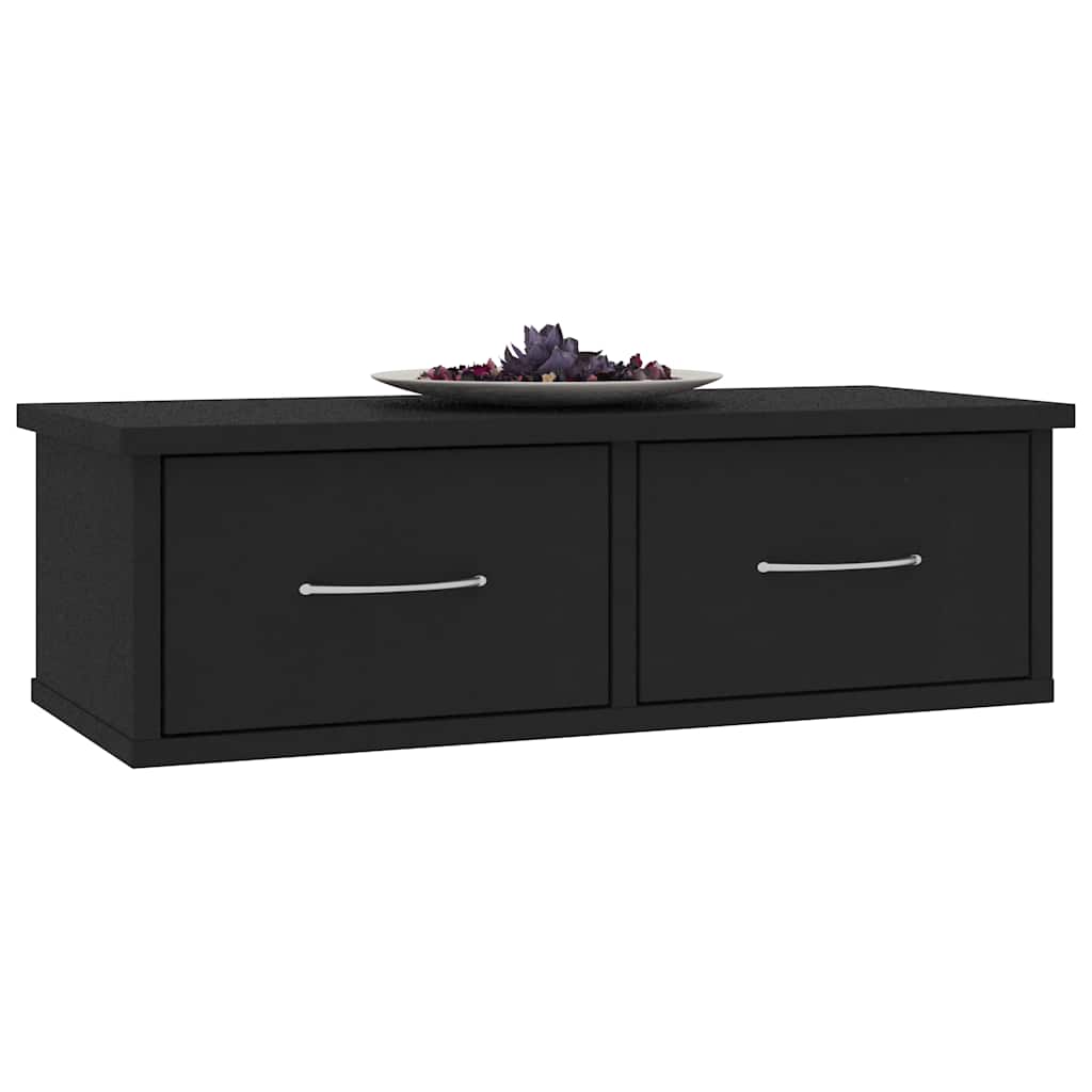 Zidna polica s ladicama crna 60x26x18,5 cm konstruirano drvo