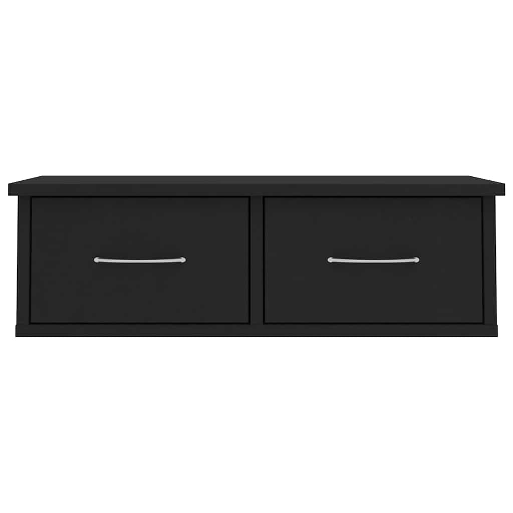 Zidna polica s ladicama crna 60x26x18,5 cm konstruirano drvo