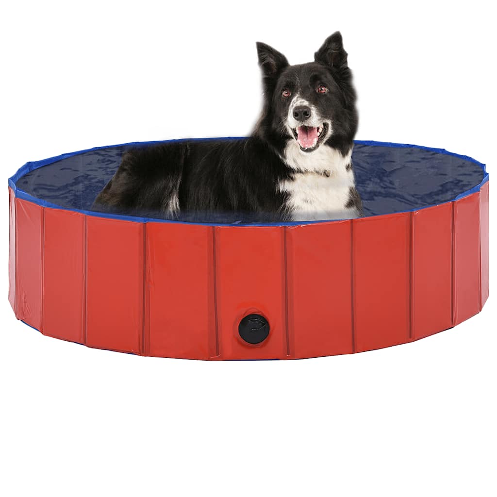 Sklopivi bazen za pse crveni 120 x 30 cm PVC