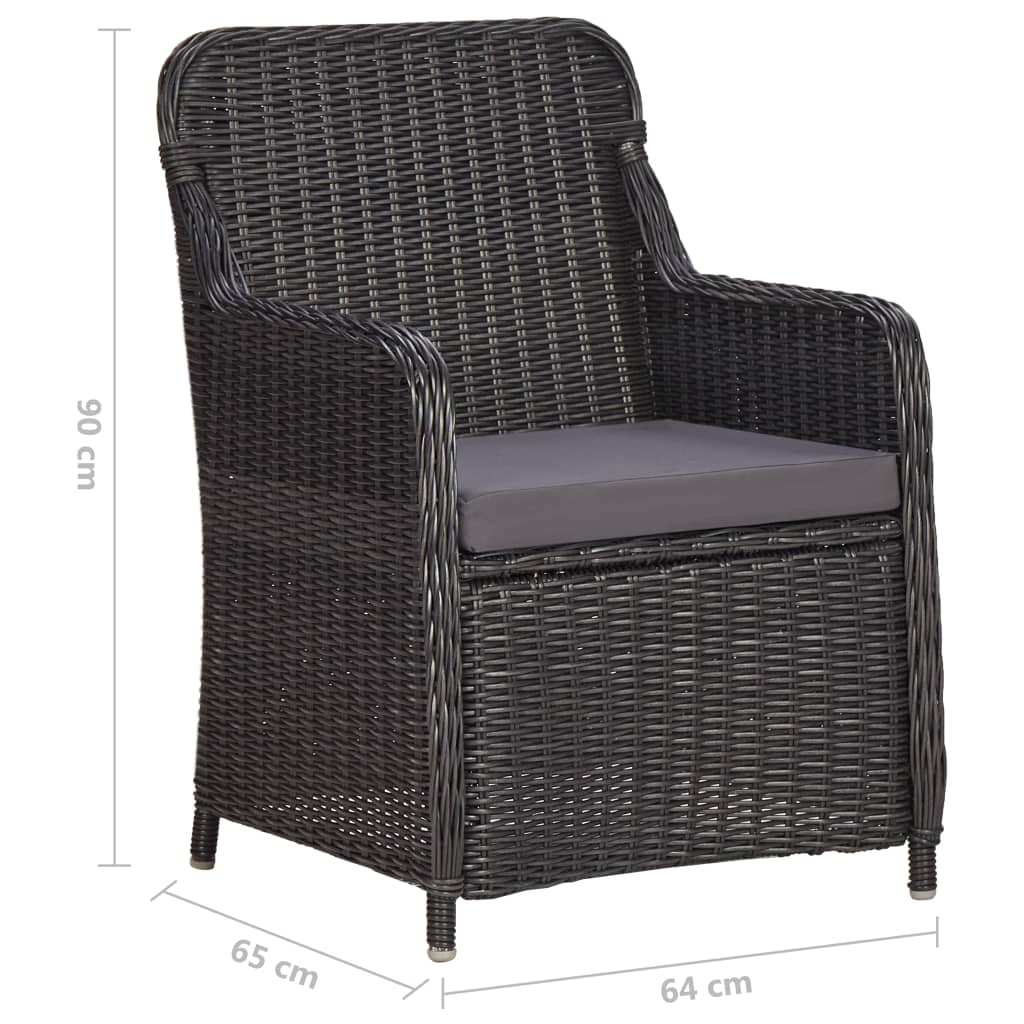 3-dijelni vrtni bistro set od poliratana s jastucima crni
