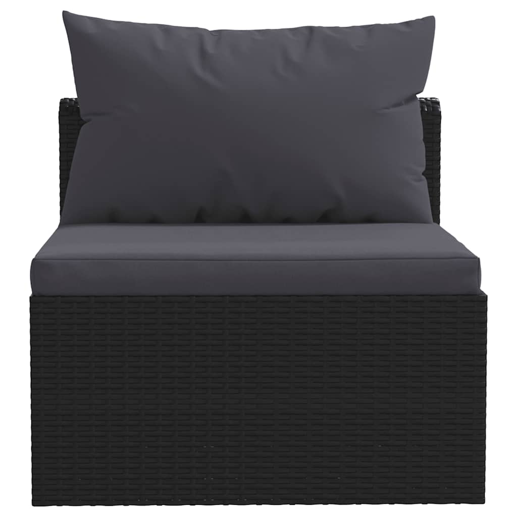 7-dijelna vrtna garnitura od poliratana s jastucima crna