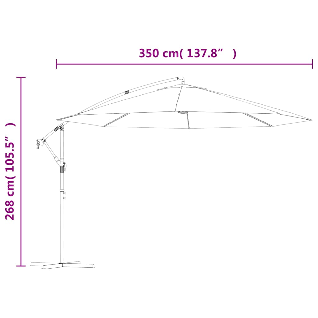 Konzolni vrtni suncobran s aluminijskim stupom 350 cm plavi
