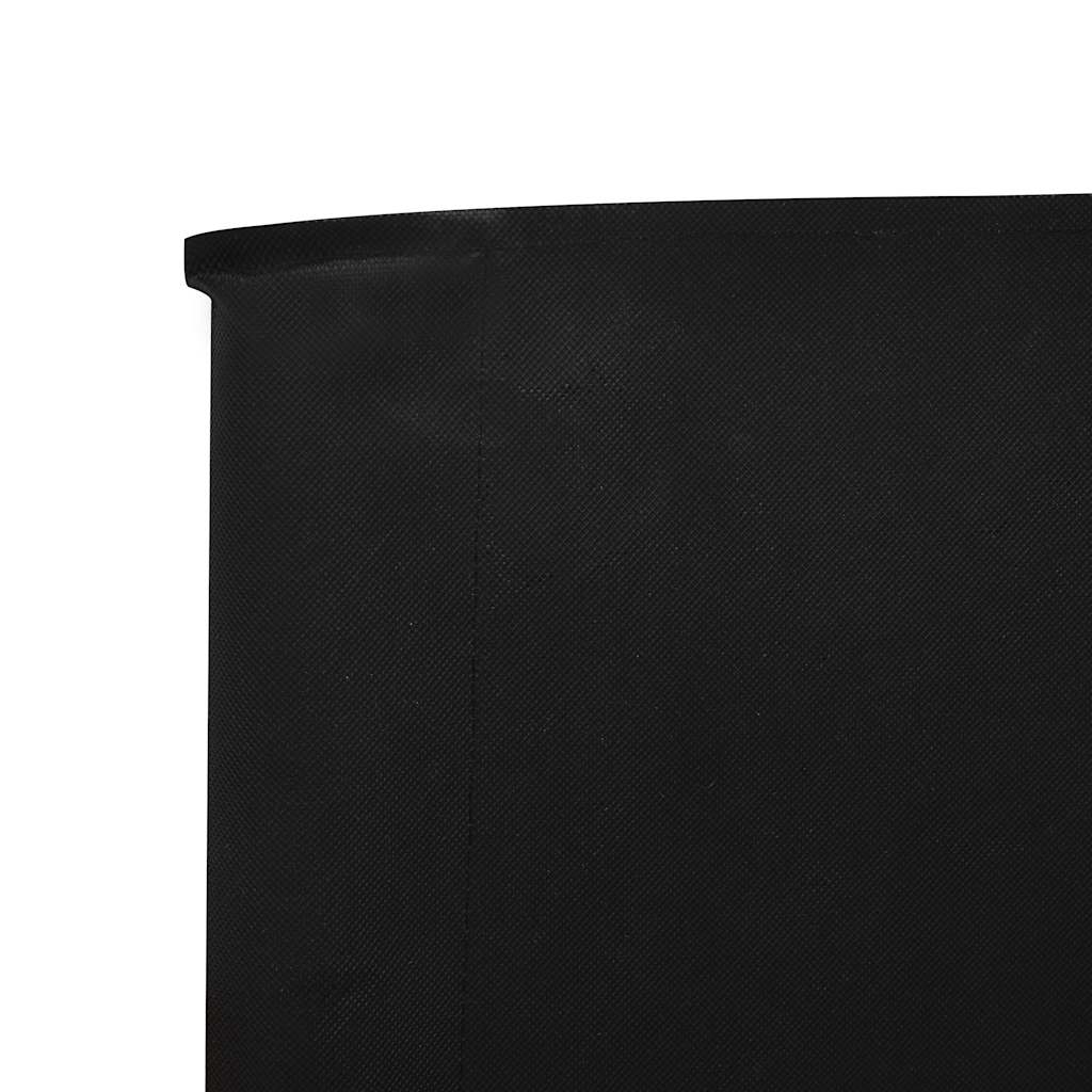 Vjetrobran s 3 panela od tkanine 400 x 120 cm crni