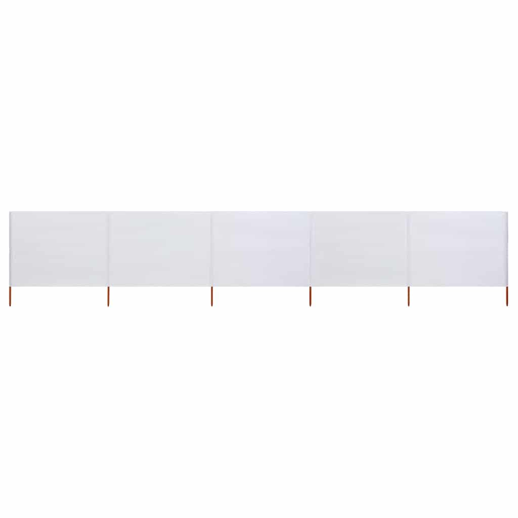 Vjetrobran s 5 panela od tkanine 600 x 80 cm pješčano bijeli