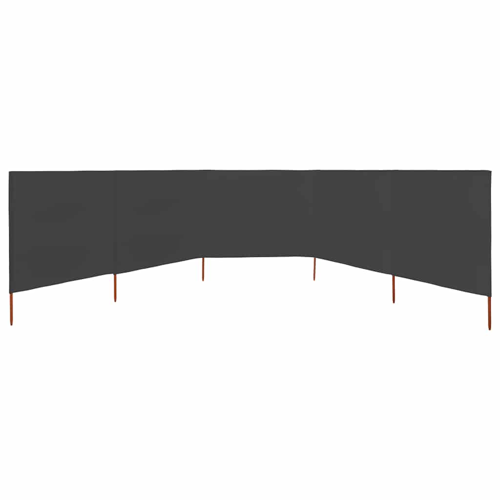 Vjetrobran s 5 panela od tkanine 600 x 80 cm antracit