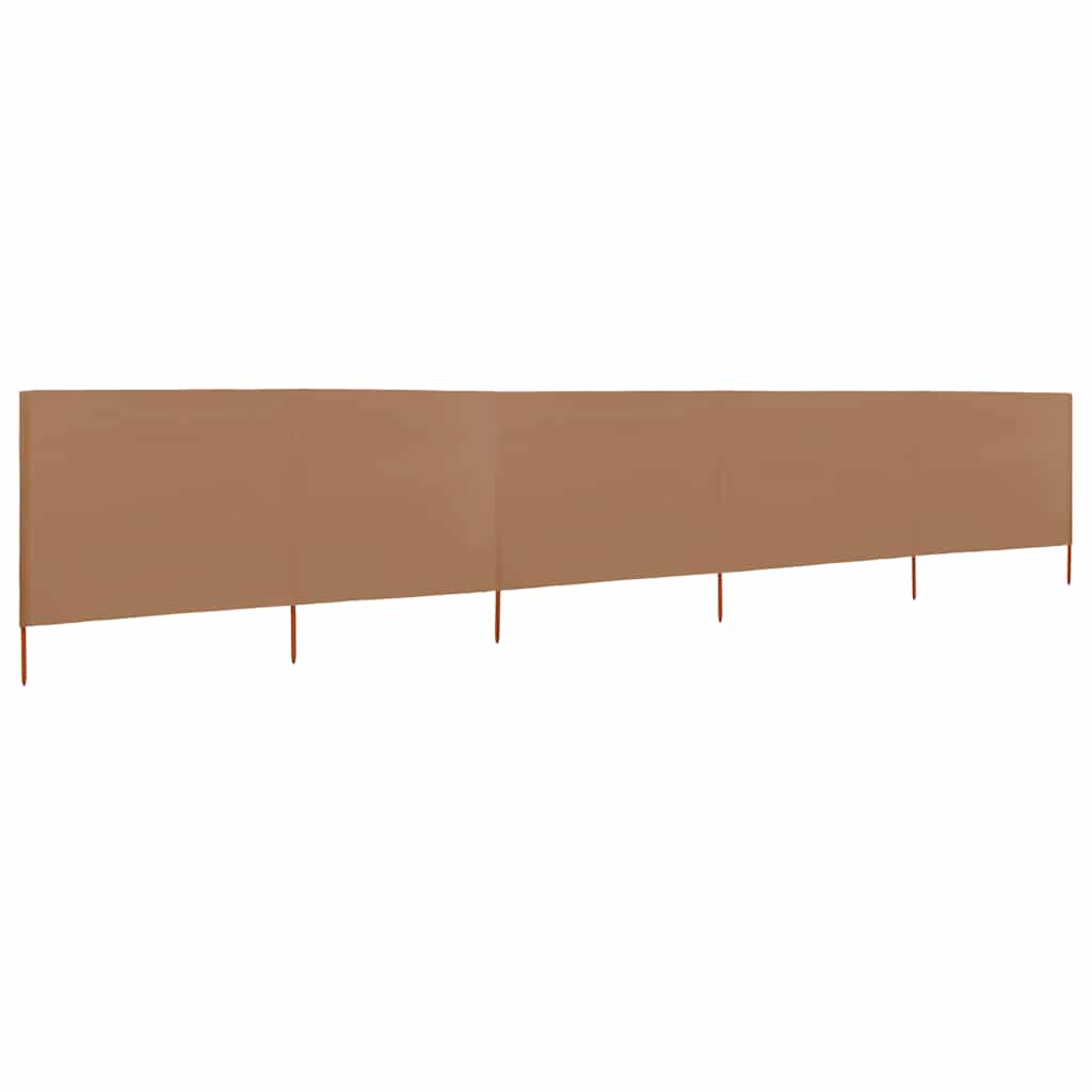 Vjetrobran s 5 panela od tkanine 600 x 80 cm smeđe-sivi