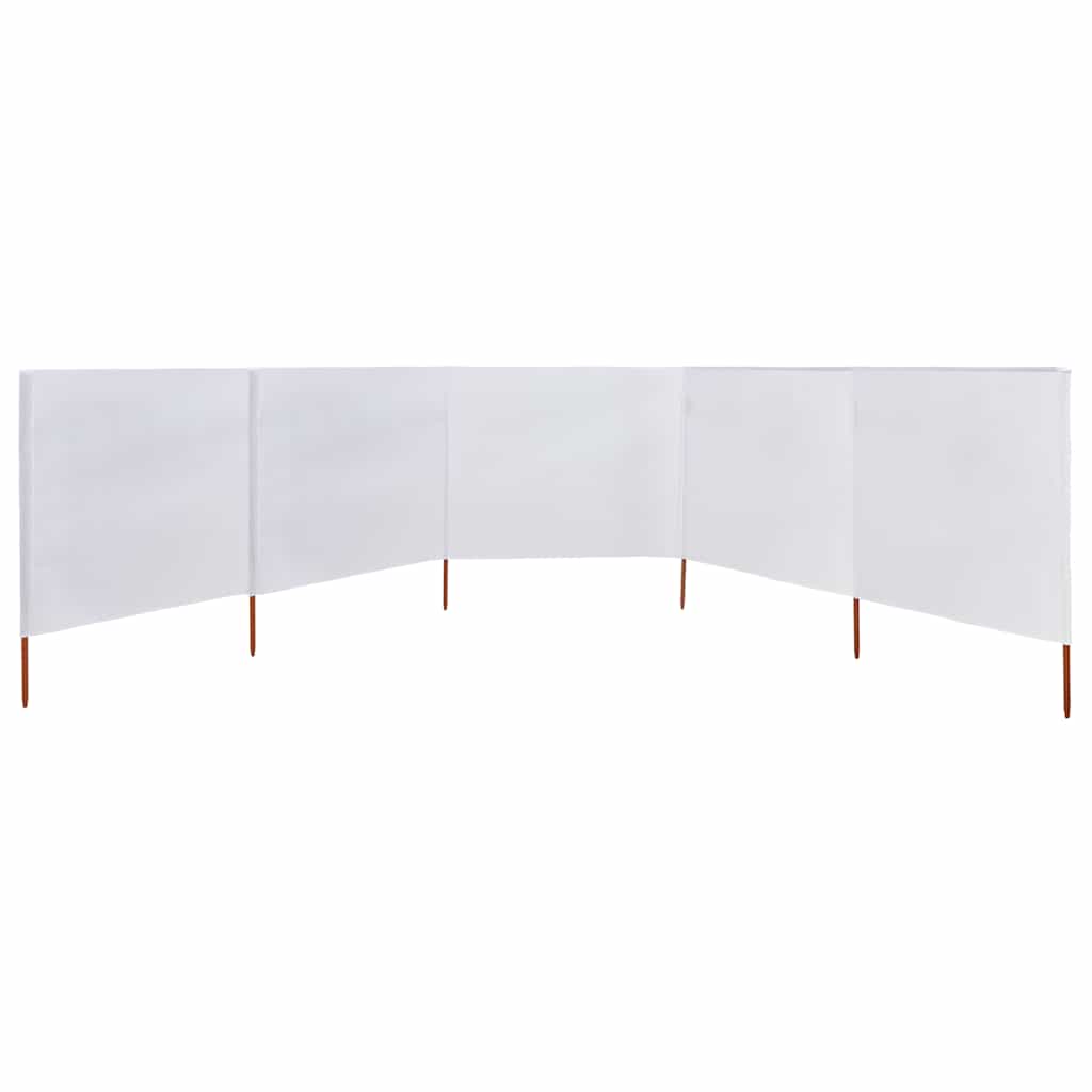 Vjetrobran s 5 panela od tkanine 600 x 160 cm pješčano bijeli