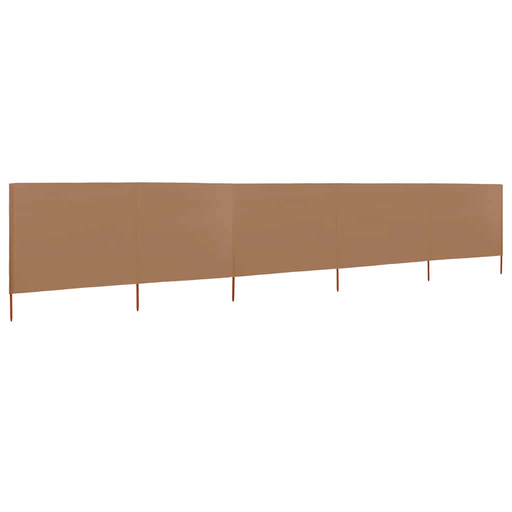 Vjetrobran s 5 panela od tkanine 600 x 160 cm smeđe-sivi