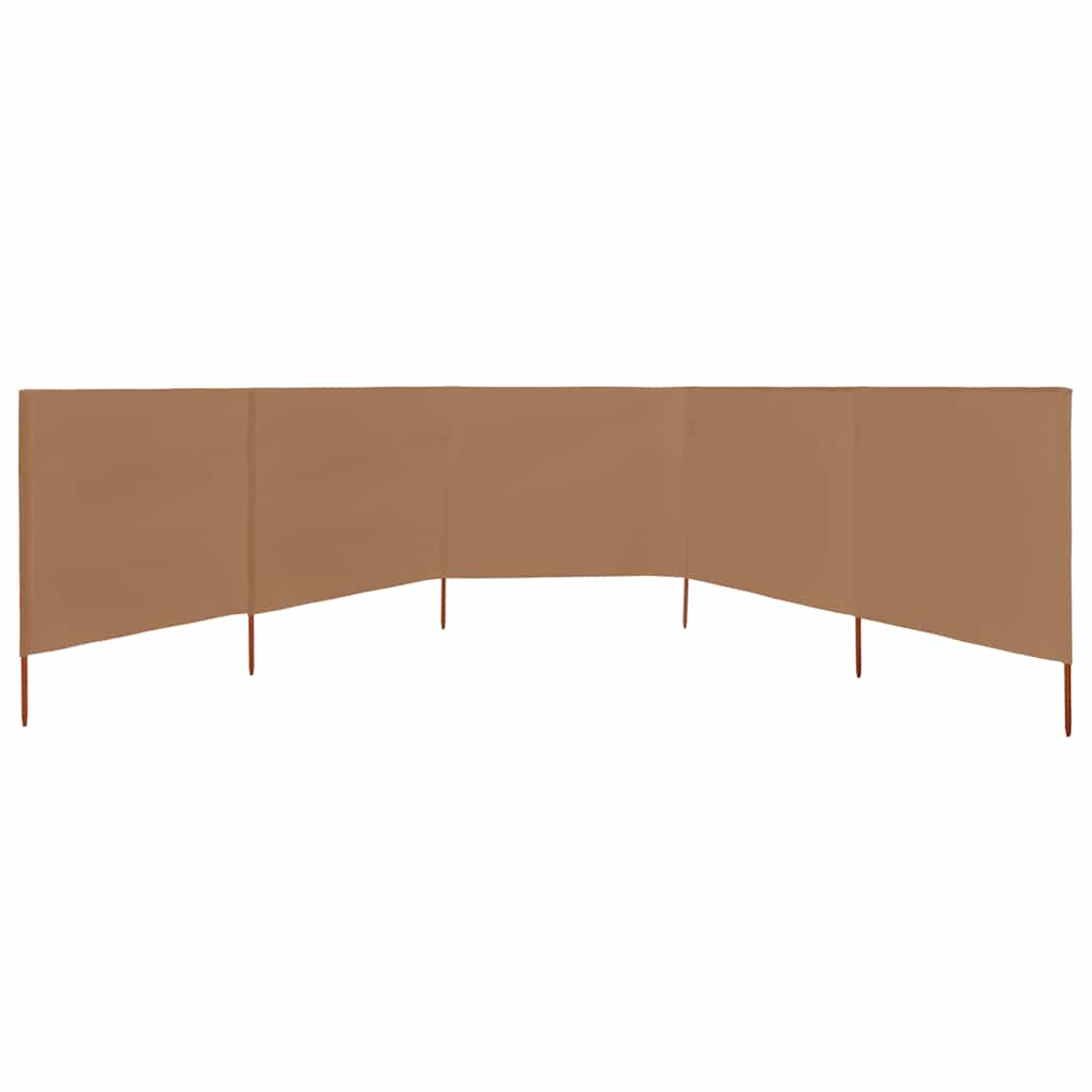Vjetrobran s 5 panela od tkanine 600 x 160 cm smeđe-sivi