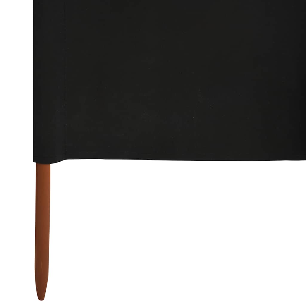 Vjetrobran sa 6 panela od tkanine 800 x 160 cm crni