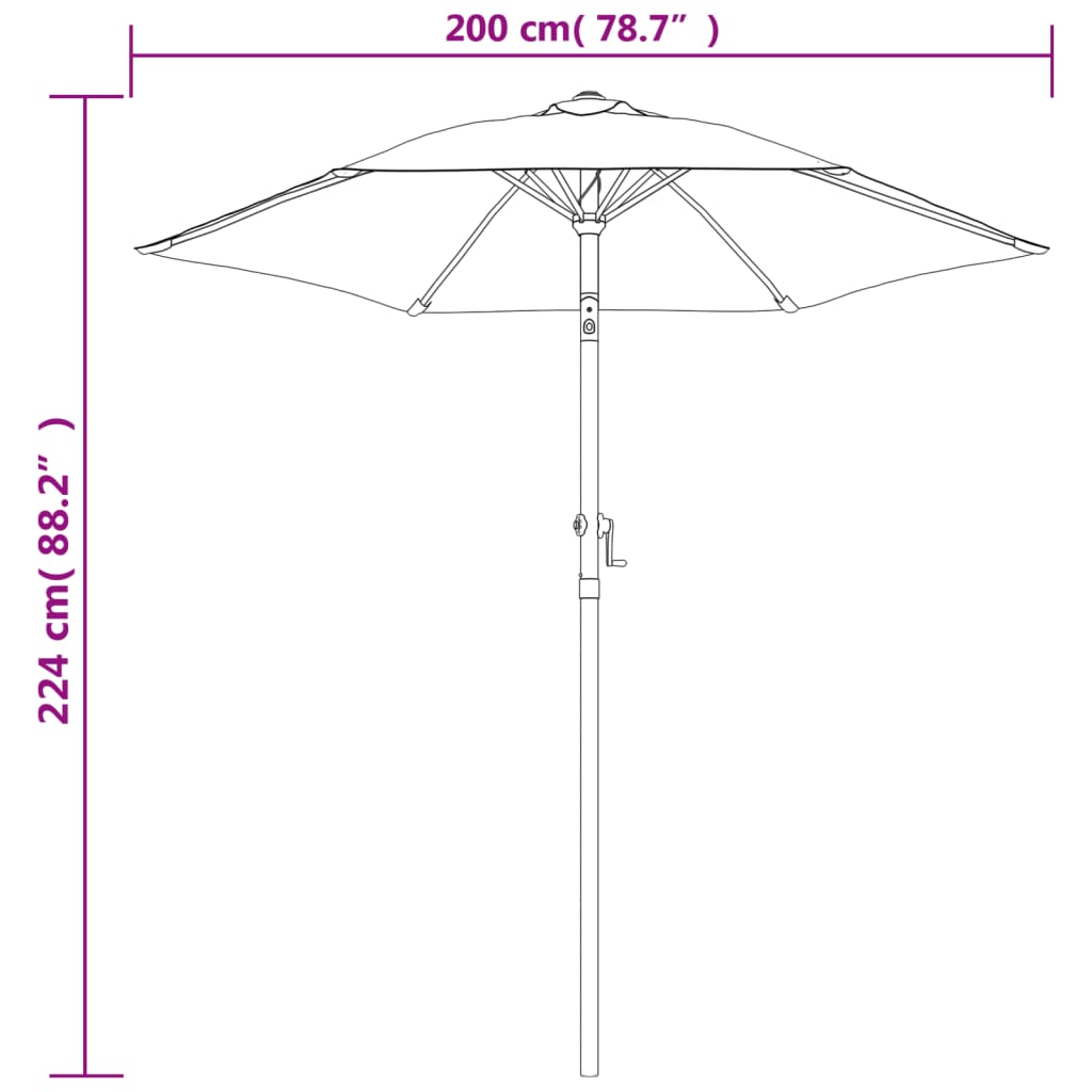Suncobran zeleni 200 x 224 cm aluminijski