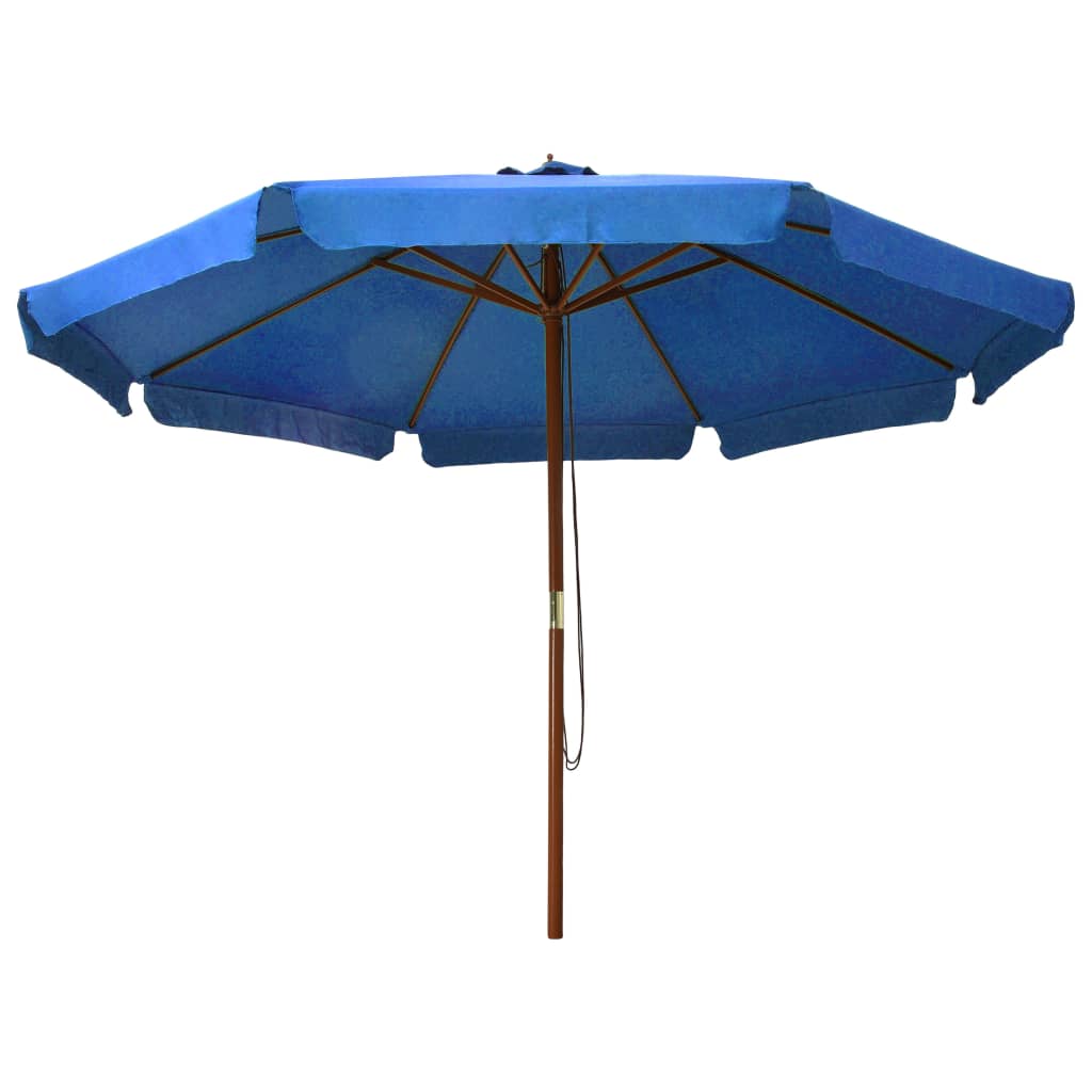 Vrtni suncobran s drvenom šipkom 330 cm azurni