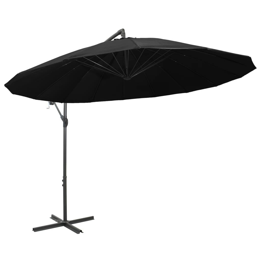 Viseći suncobran crni 3 m s aluminijskim stupom