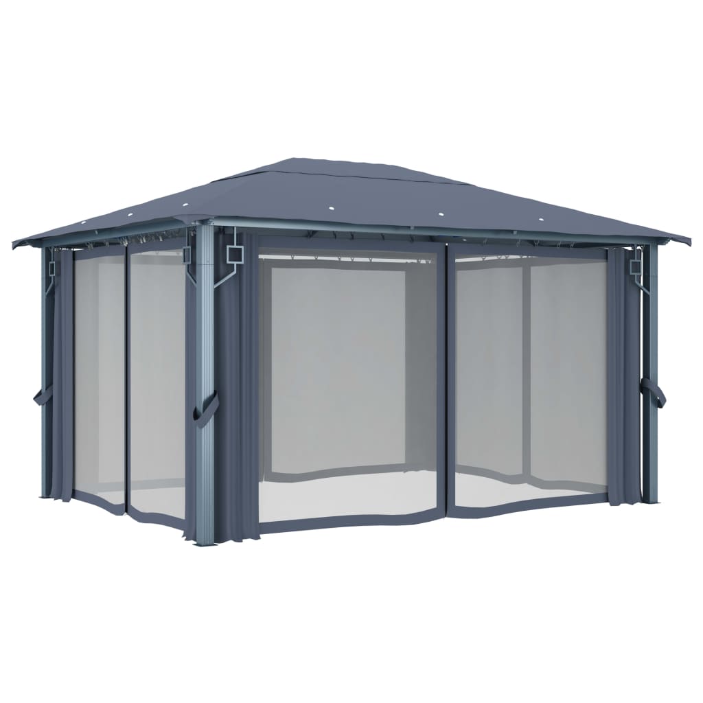 Sjenica sa zastorom 400 x 300 cm antracit aluminijum